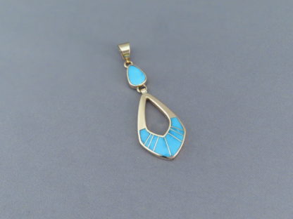 Gold Pendant with Turquoise Inlay