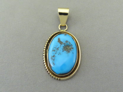 Blue Gem Turquoise & Gold Pendant
