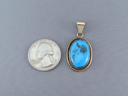 Blue Gem Turquoise & Gold Pendant