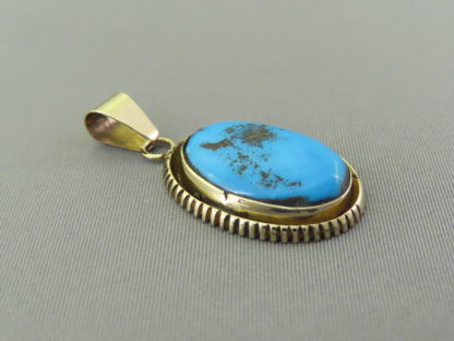 Blue Gem Turquoise & Gold Pendant
