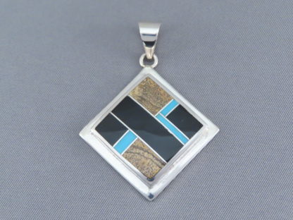 Multi-Stone Inlay Pendant featuring Turquoise (Diamond-Shaped)