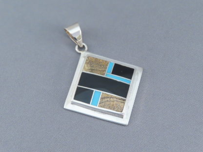 Multi-Stone Inlay Pendant featuring Turquoise (Diamond-Shaped)