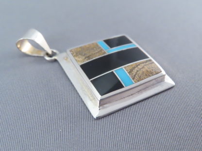 Multi-Stone Inlay Pendant featuring Turquoise (Diamond-Shaped)