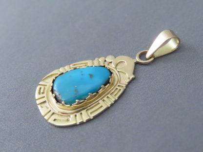 Morenci Turquoise Pendant in 14kt Gold by Robert Taylor