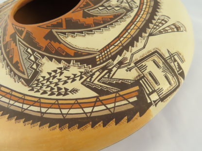 Large Navajo Pottery with Yei Figures by Lucy Lueppe McKelvey