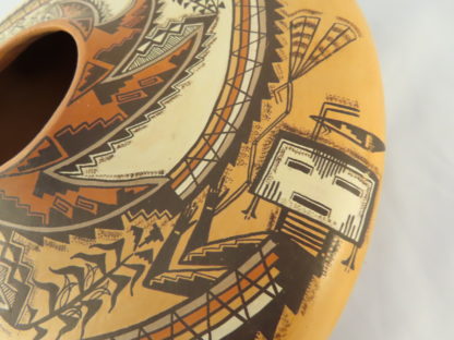 Large Navajo Pottery with Yei Figures by Lucy Lueppe McKelvey