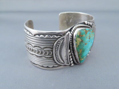Cuff Bracelet with Blue Gem Turquoise