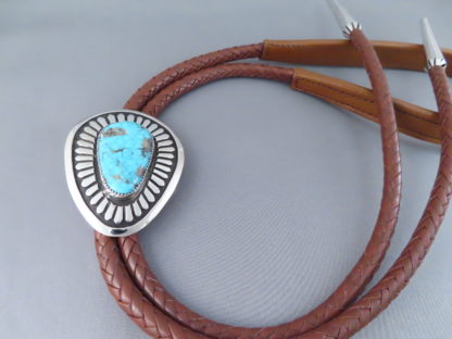 Bolo Tie with Morenci Turquoise set in Sterling Silver