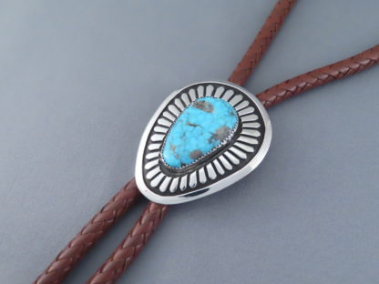 Bolo Tie with Morenci Turquoise set in Sterling Silver