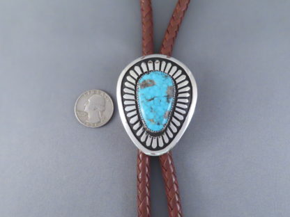 Bolo Tie with Morenci Turquoise set in Sterling Silver