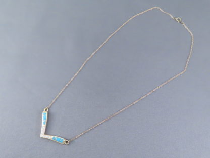 Diamond & Turquoise Inlay Necklace in 14kt Gold