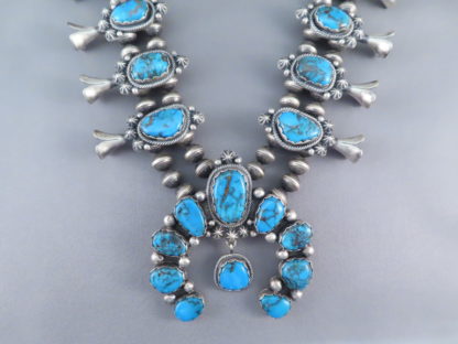 Egyptian Turquoise Squash Blossom Necklace
