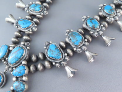 Egyptian Turquoise Squash Blossom Necklace