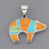 Colorful Multi-Stone Inlay BEAR Pendant (Mid-Sized)