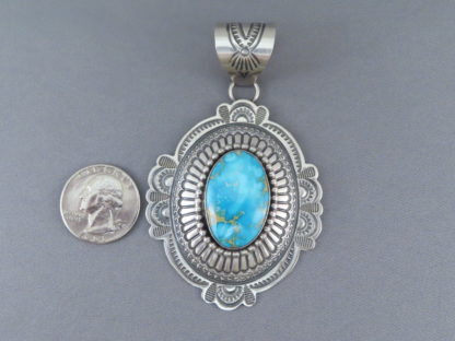 Blue Sonoran Rose Turquoise Pendant by Arnold Blackgoat