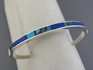 Turquoise and Lapis Inlay Cuff Bracelet (small)