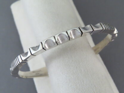 LARGE Narrow Sterling Silver Bracelet by Artie Yellowhorse