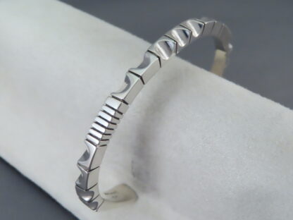 LARGE Narrow Sterling Silver Bracelet by Artie Yellowhorse