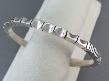 LARGE Narrow Sterling Silver Bracelet by Artie Yellowhorse