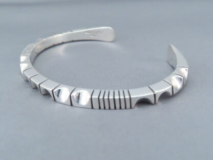 LARGE Narrow Sterling Silver Bracelet by Artie Yellowhorse