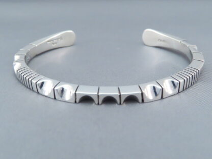 LARGE Narrow Sterling Silver Bracelet by Artie Yellowhorse