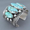 Kingman Turquoise Sterling Silver Cuff Bracelet by Guy Hoskie