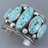Kingman Turquoise Sterling Silver Cuff Bracelet by Guy Hoskie