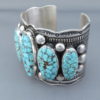 Kingman Turquoise Sterling Silver Cuff Bracelet by Guy Hoskie
