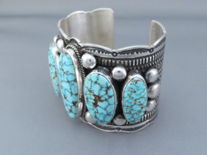 Kingman Turquoise Sterling Silver Cuff Bracelet by Guy Hoskie