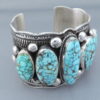 Kingman Turquoise Sterling Silver Cuff Bracelet by Guy Hoskie