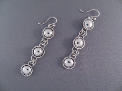 Dangling ‘3-Tier’ Sterling Silver Earrings by Artie Yellowhorse