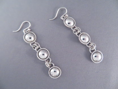 Dangling ‘3-Tier’ Sterling Silver Earrings by Artie Yellowhorse