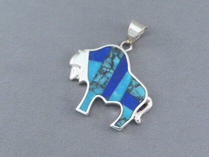 Turquoise & Lapis Inlay Bison Pendant