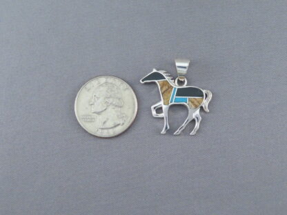 Multi-Stone Inlay Horse Pendant Featuring Turquoise