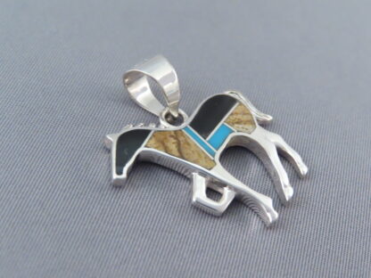 Multi-Stone Inlay Horse Pendant Featuring Turquoise
