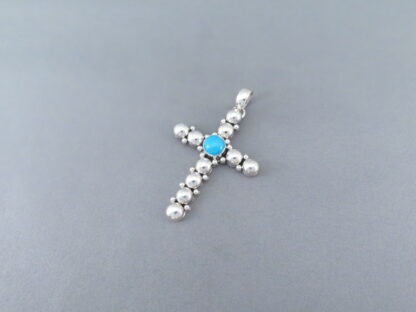 Artie Yellowhorse Sleeping Beauty Turquoise Cross Pendant