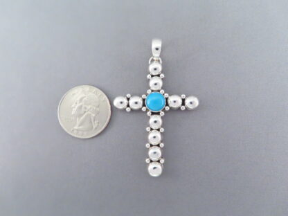 Artie Yellowhorse Sleeping Beauty Turquoise Cross Pendant