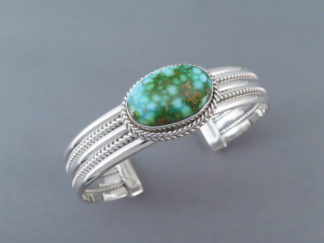 Turquoise Jewelry - Cuff Bracelet with Sonoran Gold Turquoise by Navajo Indian jeweler, Artie Yellowhorse FOR SALE $475-