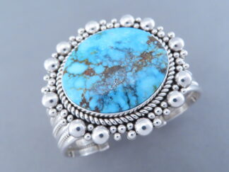 Cuff Bracelet with Kingman Turquoise by Artie Yellowhorse
