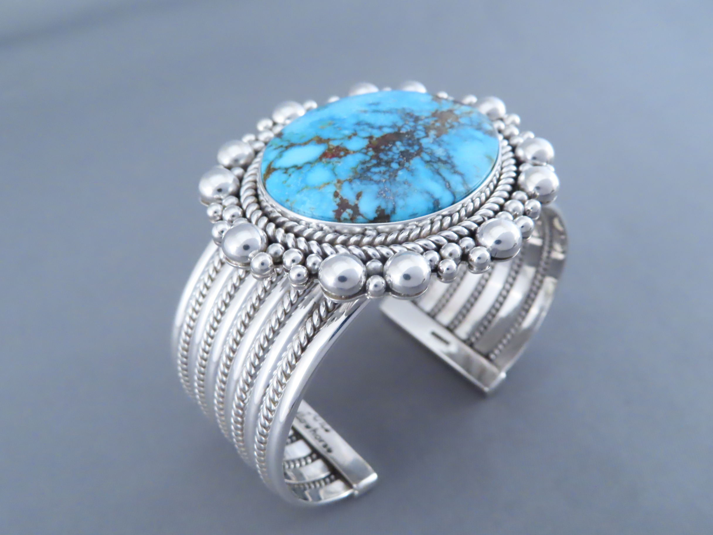 Cuff Bracelet with Kingman Turquoise by Artie Yellowhorse