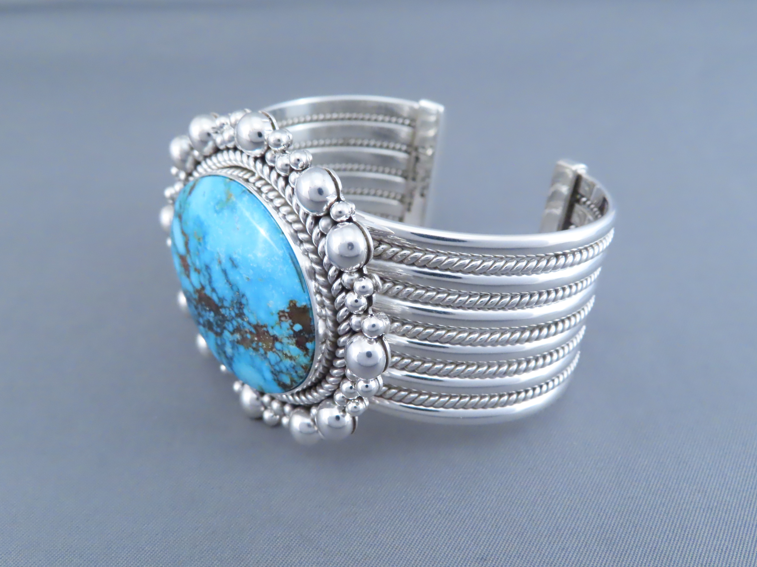 Cuff Bracelet with Kingman Turquoise by Artie Yellowhorse