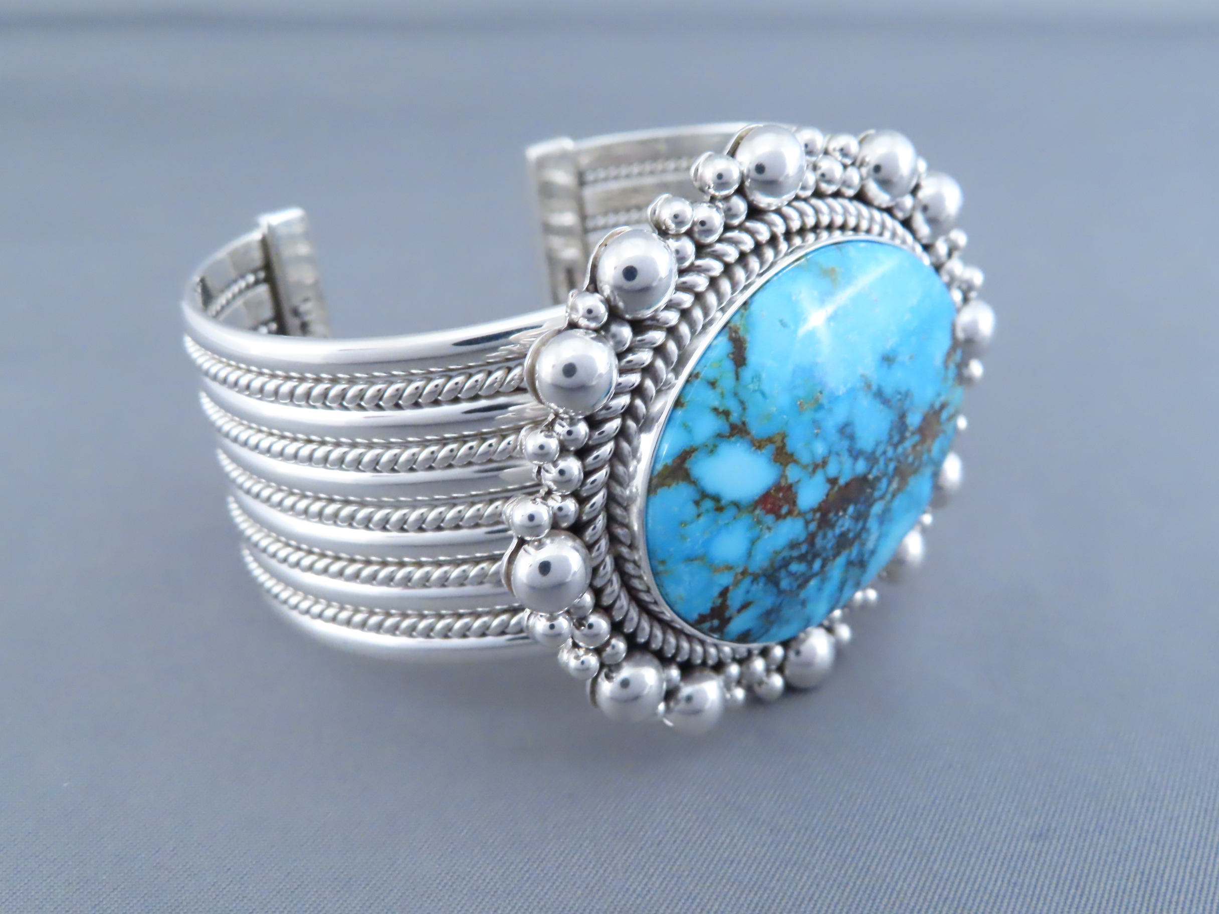Cuff Bracelet with Kingman Turquoise by Artie Yellowhorse
