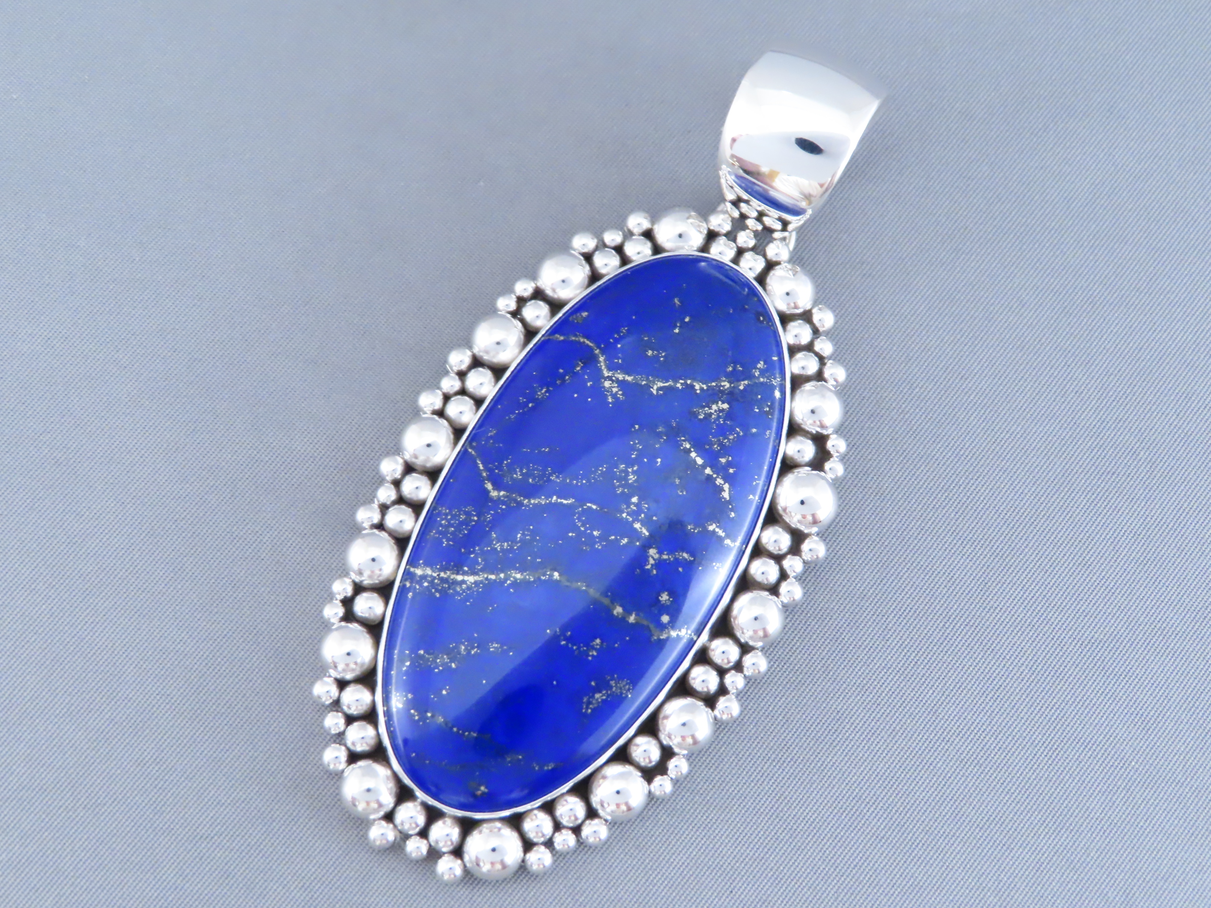 Lapis & Sterling Silver Pendant by Artie Yellowhorse – Very Large