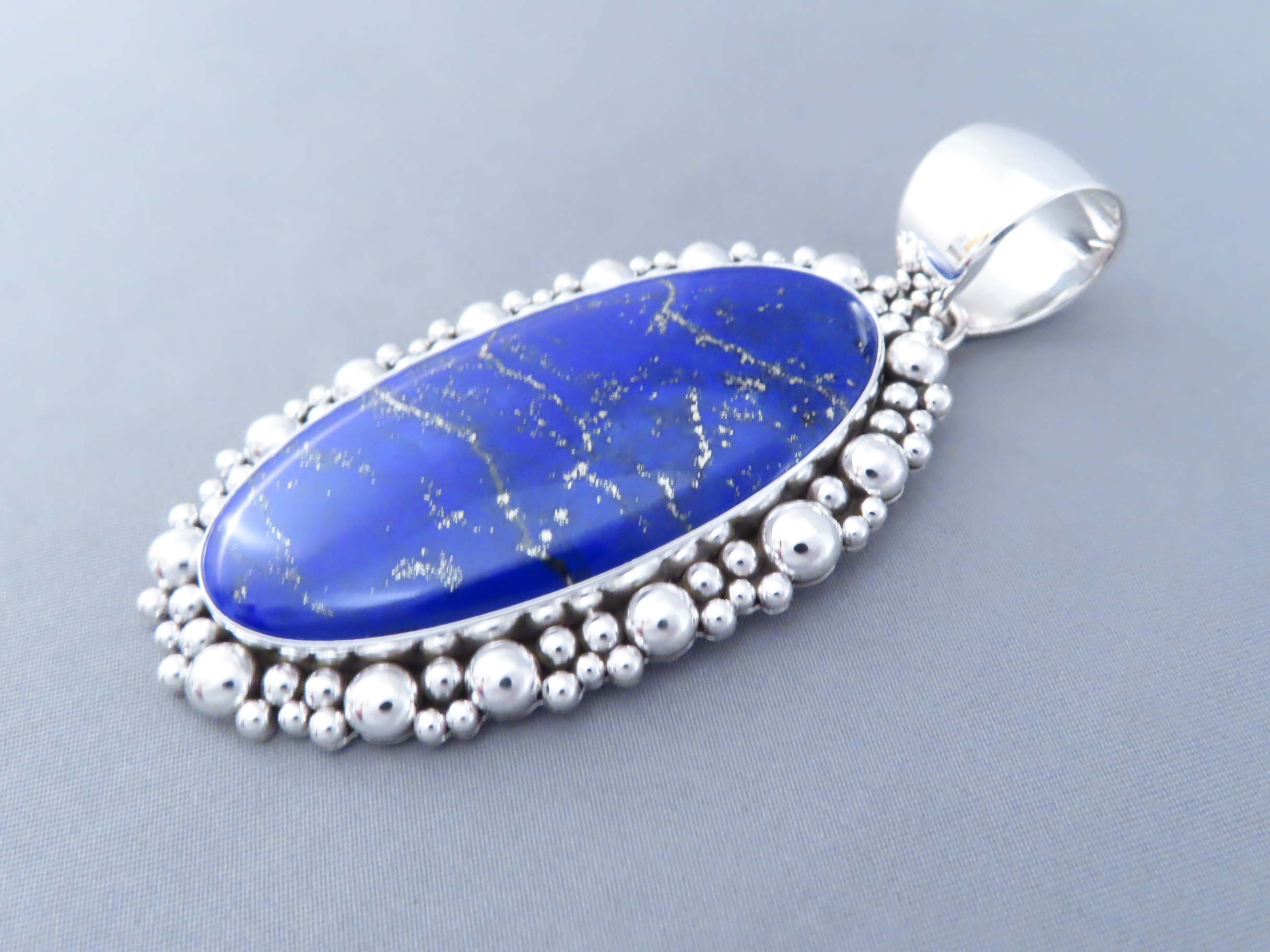 Lapis & Sterling Silver Pendant by Artie Yellowhorse – Very Large