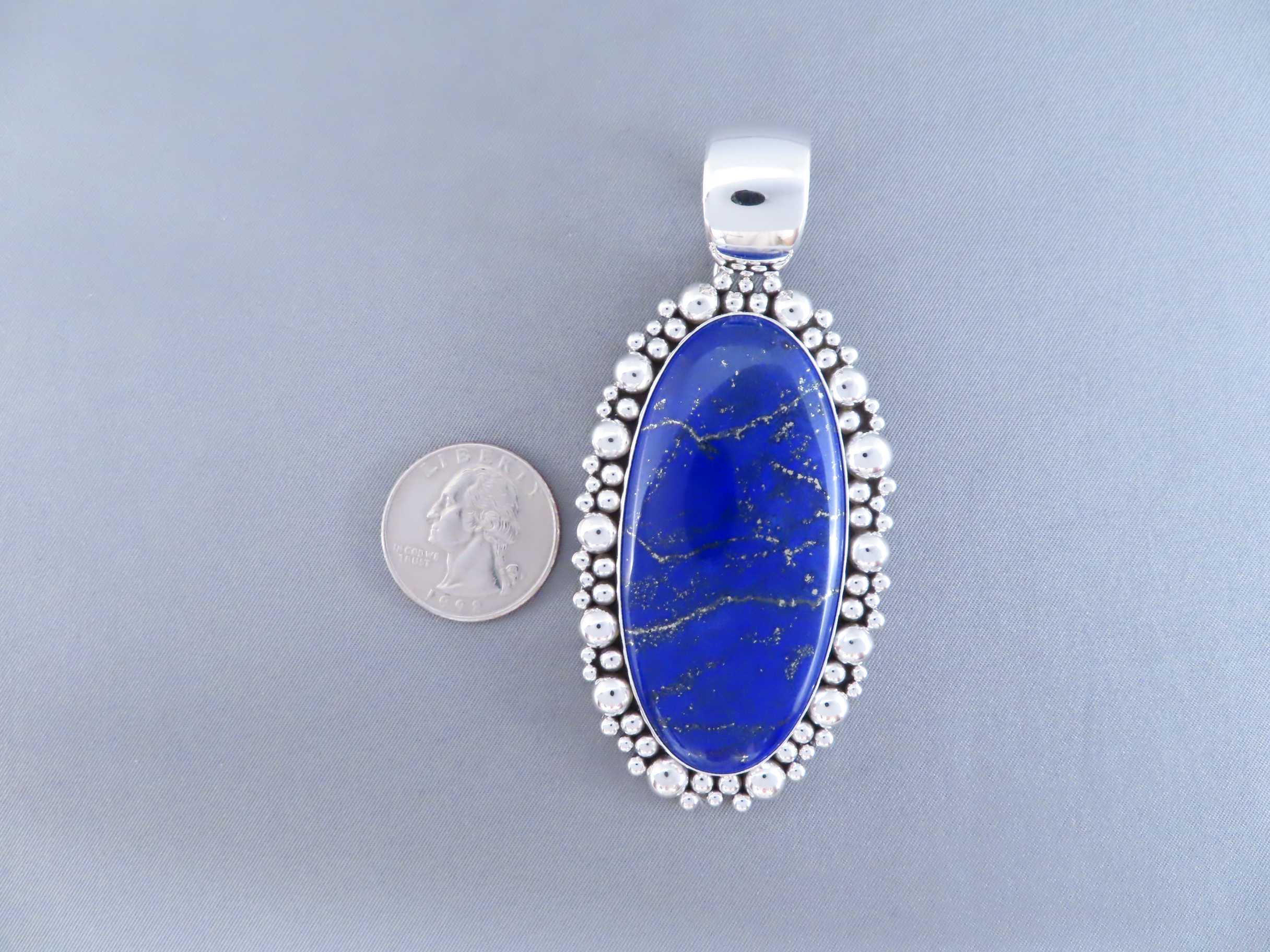 Lapis & Sterling Silver Pendant by Artie Yellowhorse – Very Large