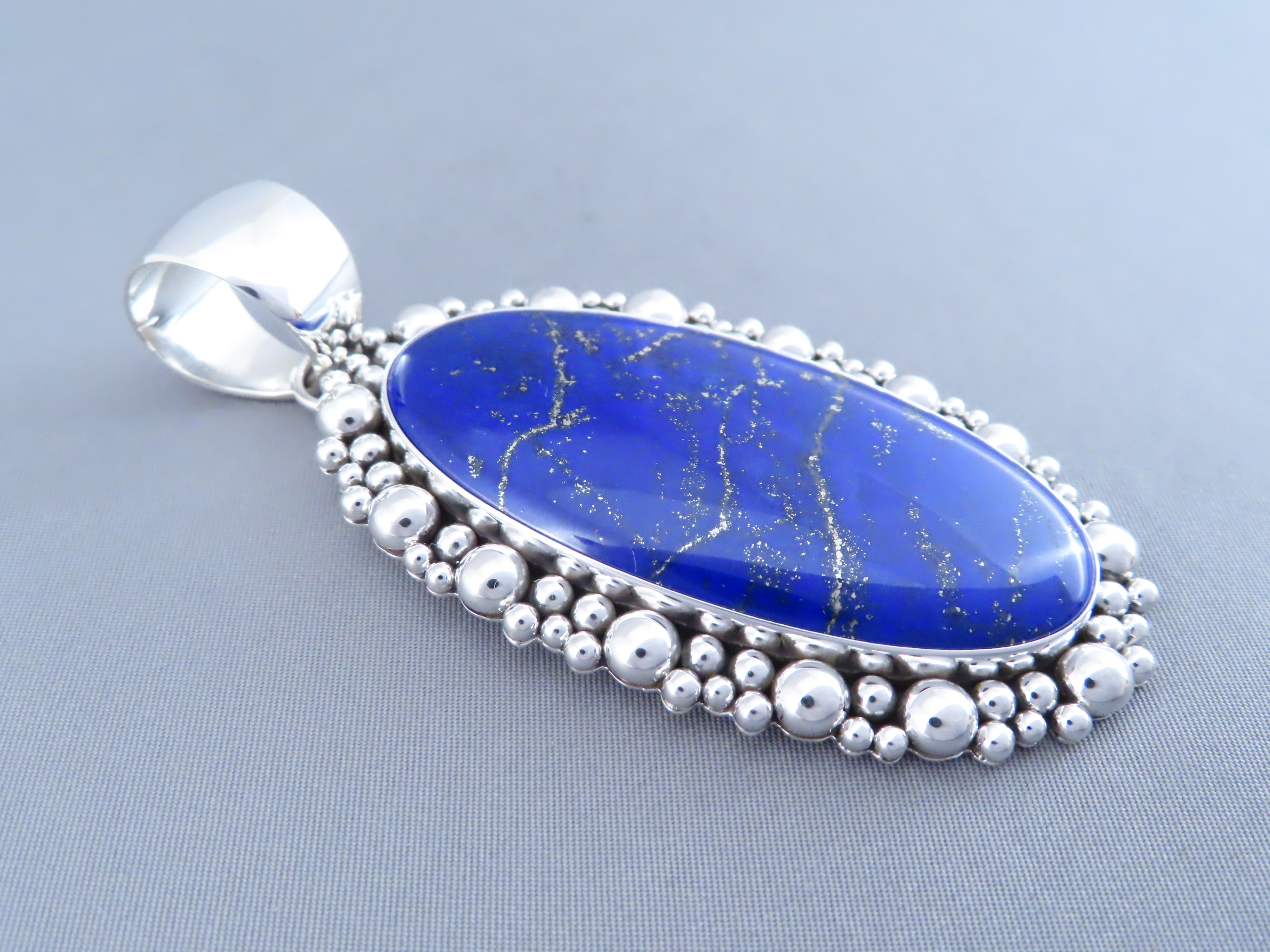 Lapis & Sterling Silver Pendant by Artie Yellowhorse – Very Large