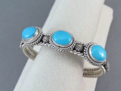 Sterling Silver & Sleeping Beauty Turquoise Bracelet by Artie Yellowhorse