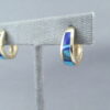 Gold Lapis & Turquoise Inlay Earrings ‘Huggies’