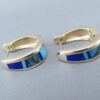 Gold Lapis & Turquoise Inlay Earrings ‘Huggies’