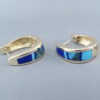 Gold Lapis & Turquoise Inlay Earrings ‘Huggies’